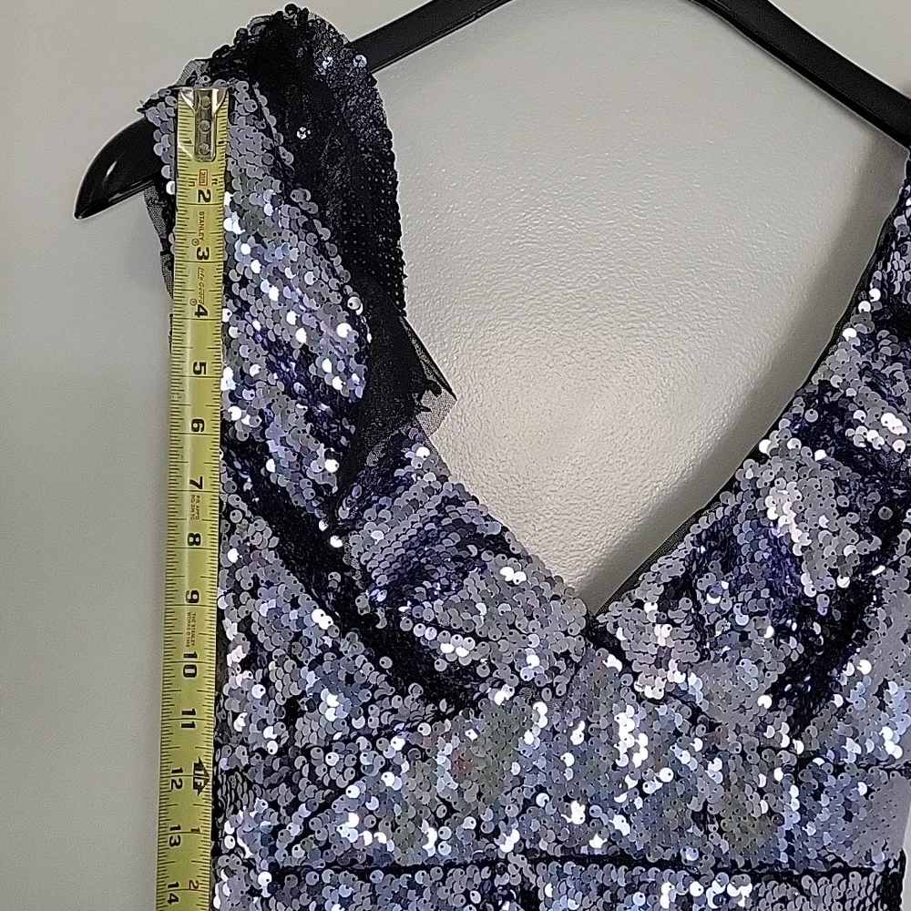 Free People Sequin Metallic Purple Black short dress party cocktail size 6 - Picture 11 of 17